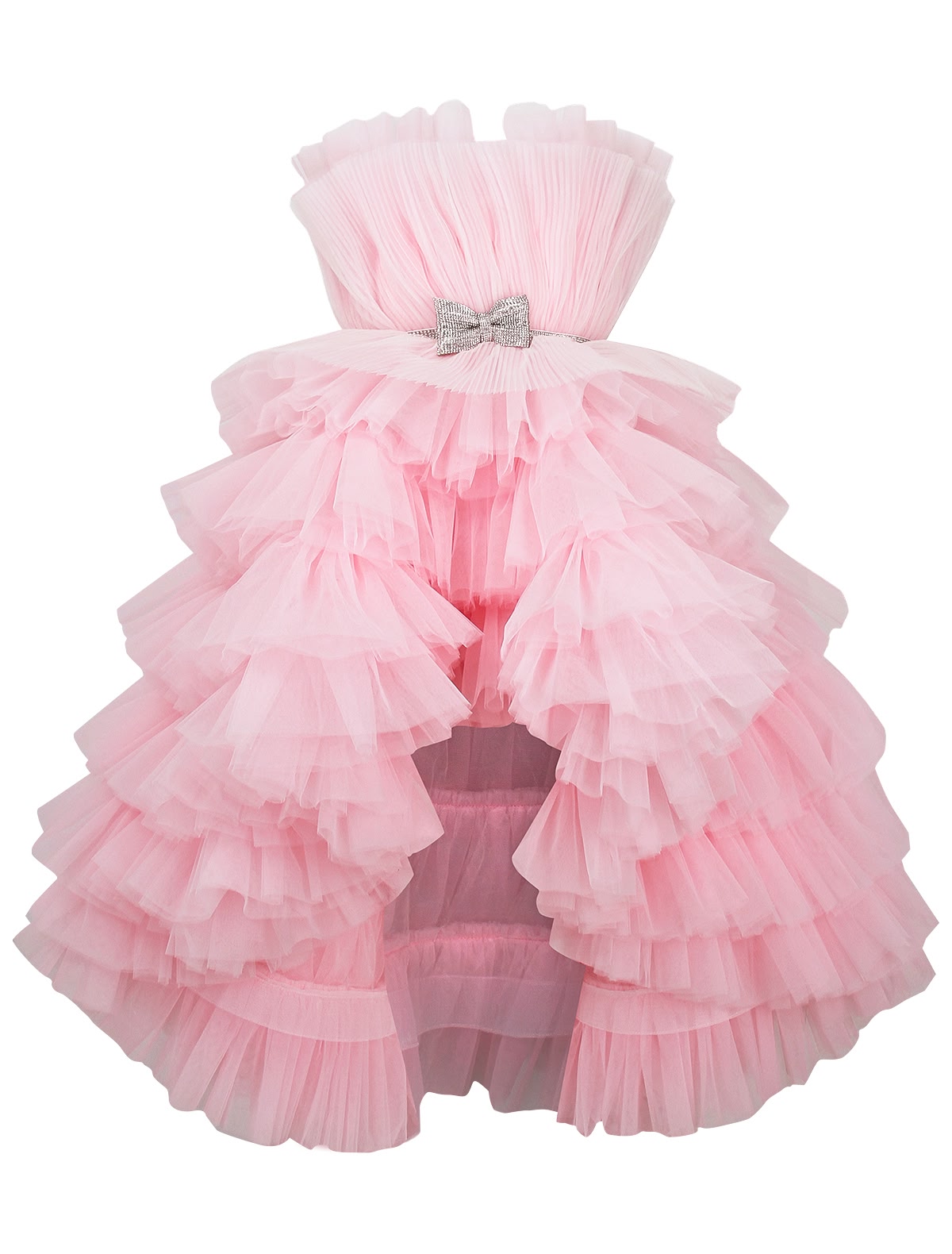 Пудровое ярусное платье