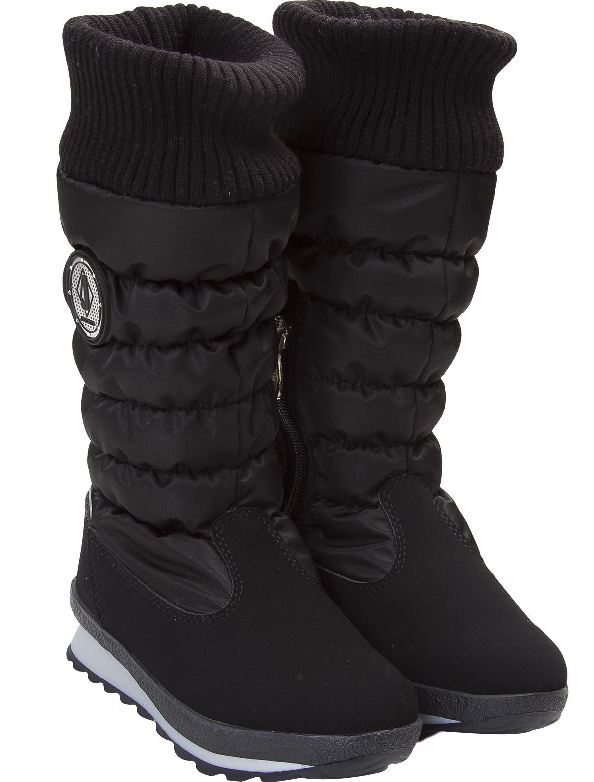 высокие сапоги с текстильной вставкой