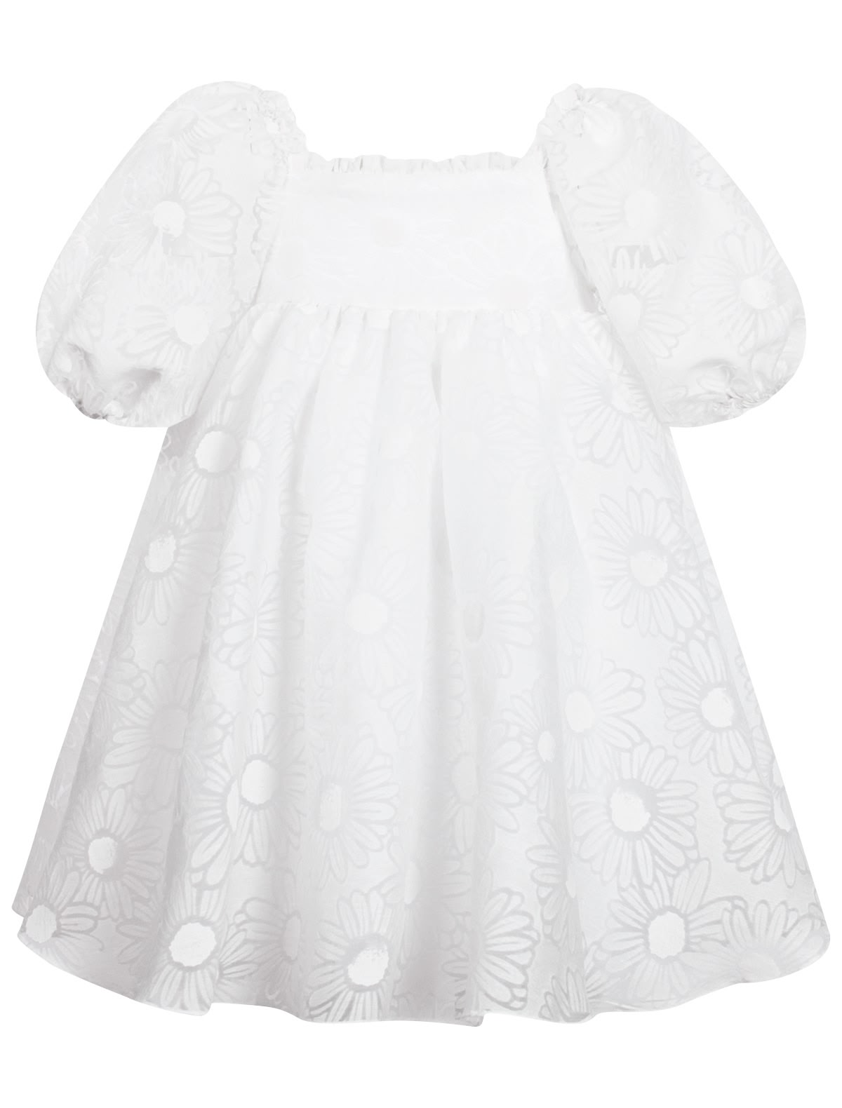 Платье с цветочной вышивкой и пышными рукавами