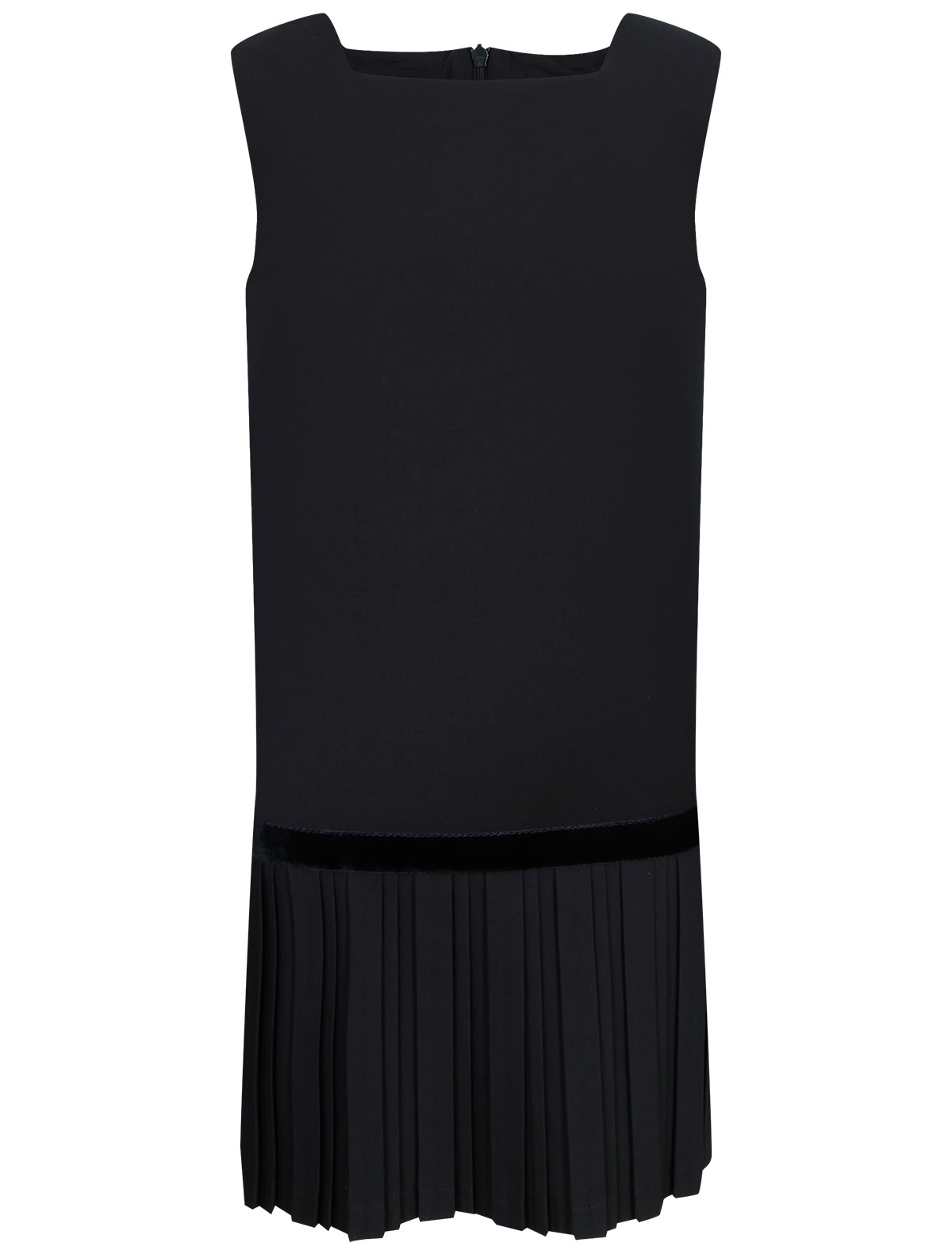 Сарафан синего цвета с плиссированной юбкой