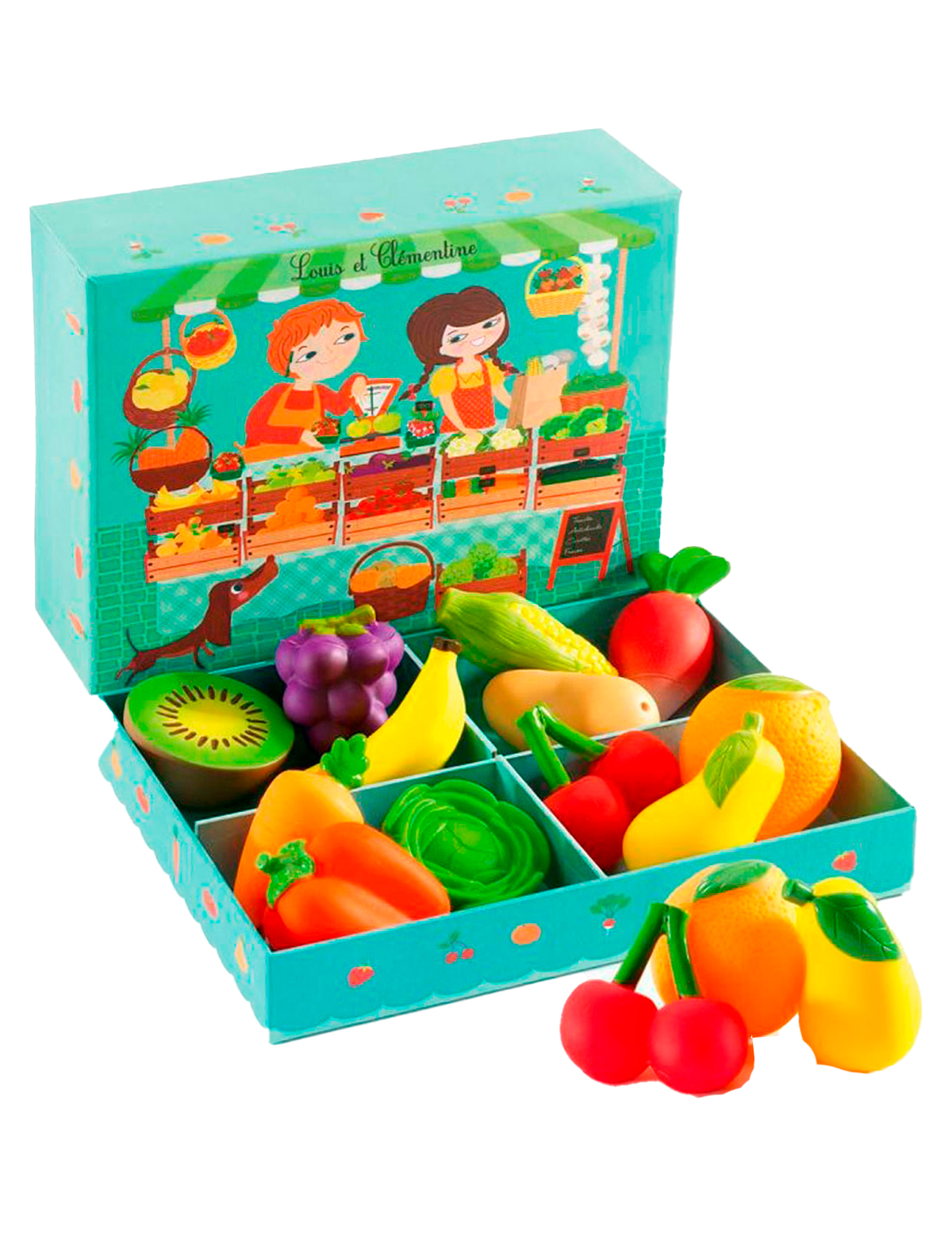 Игра магазины коробки. Набор продуктов Djeco овощная Лавка 06621. Джеко набор барбекю. Набор игр Джеко. Набор овощей и фруктов для детей.
