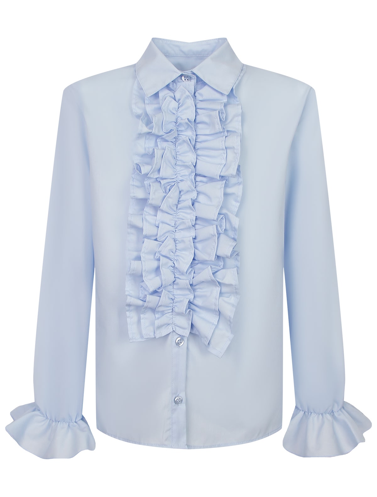 Голубая блуза с жабо
