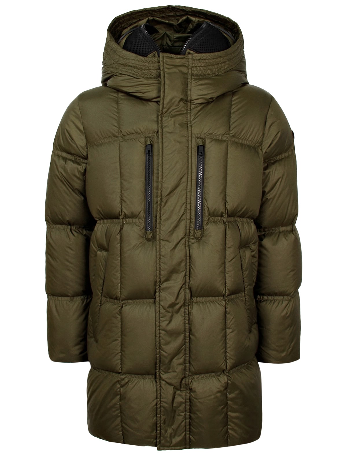 Оливковый пуховик