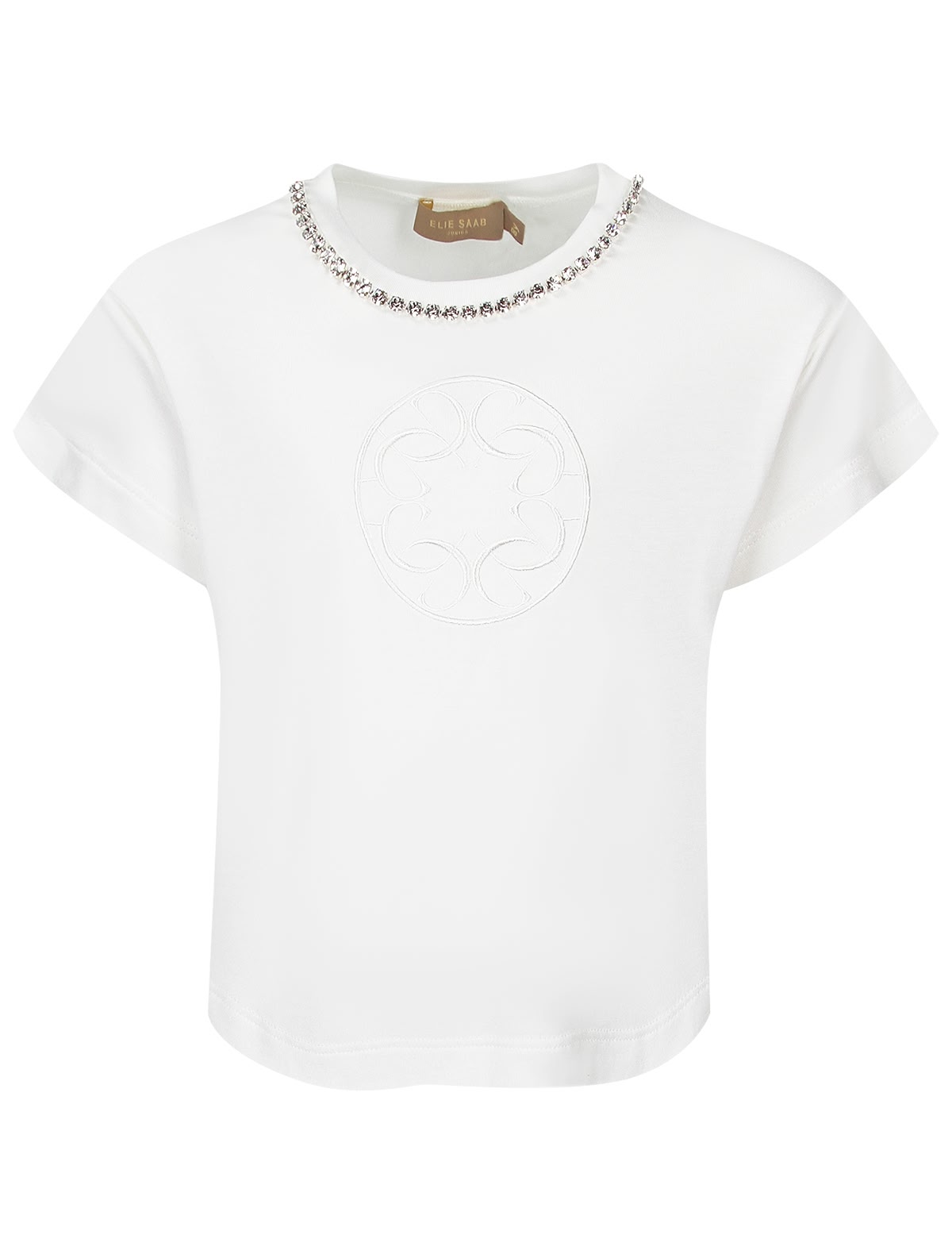 Футболка с вышивкой и декоративной цепочкой