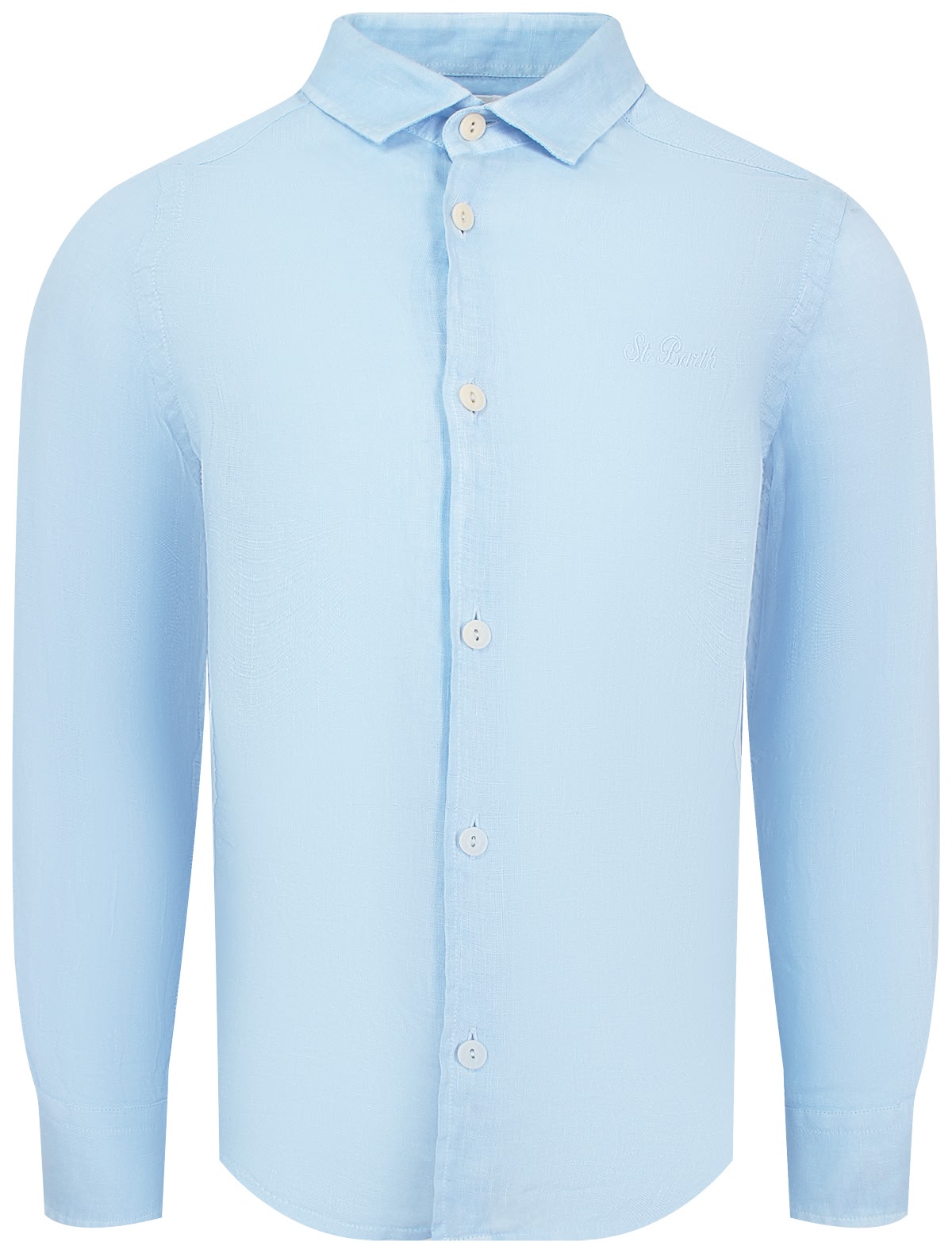 Голубая льняная рубашка