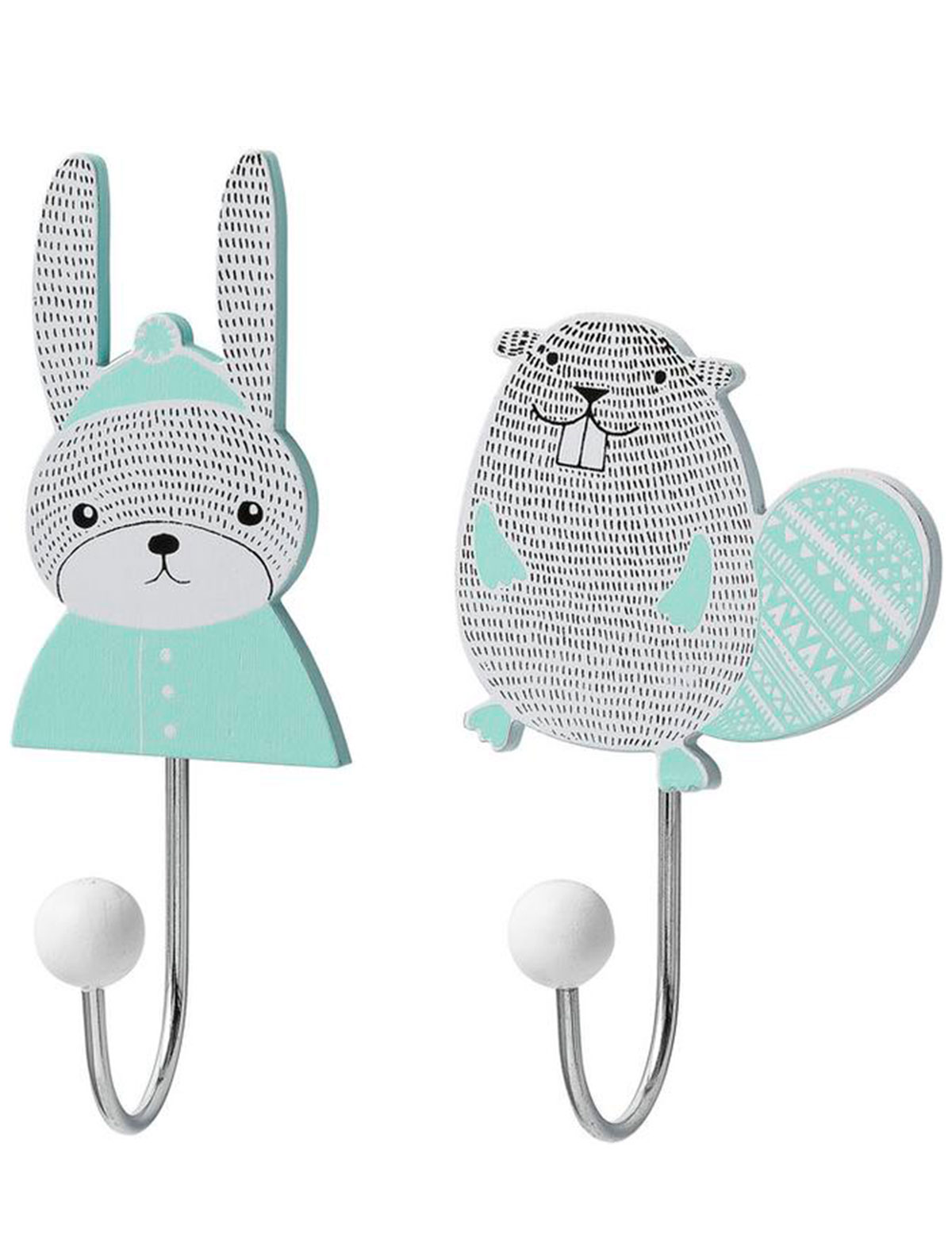 Крючок на стену 2шт. Кролик и бобер