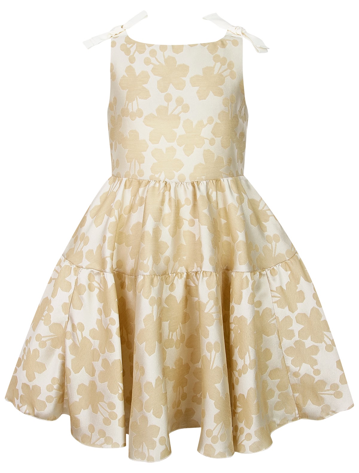 Бежевое платье с цветочным принтом