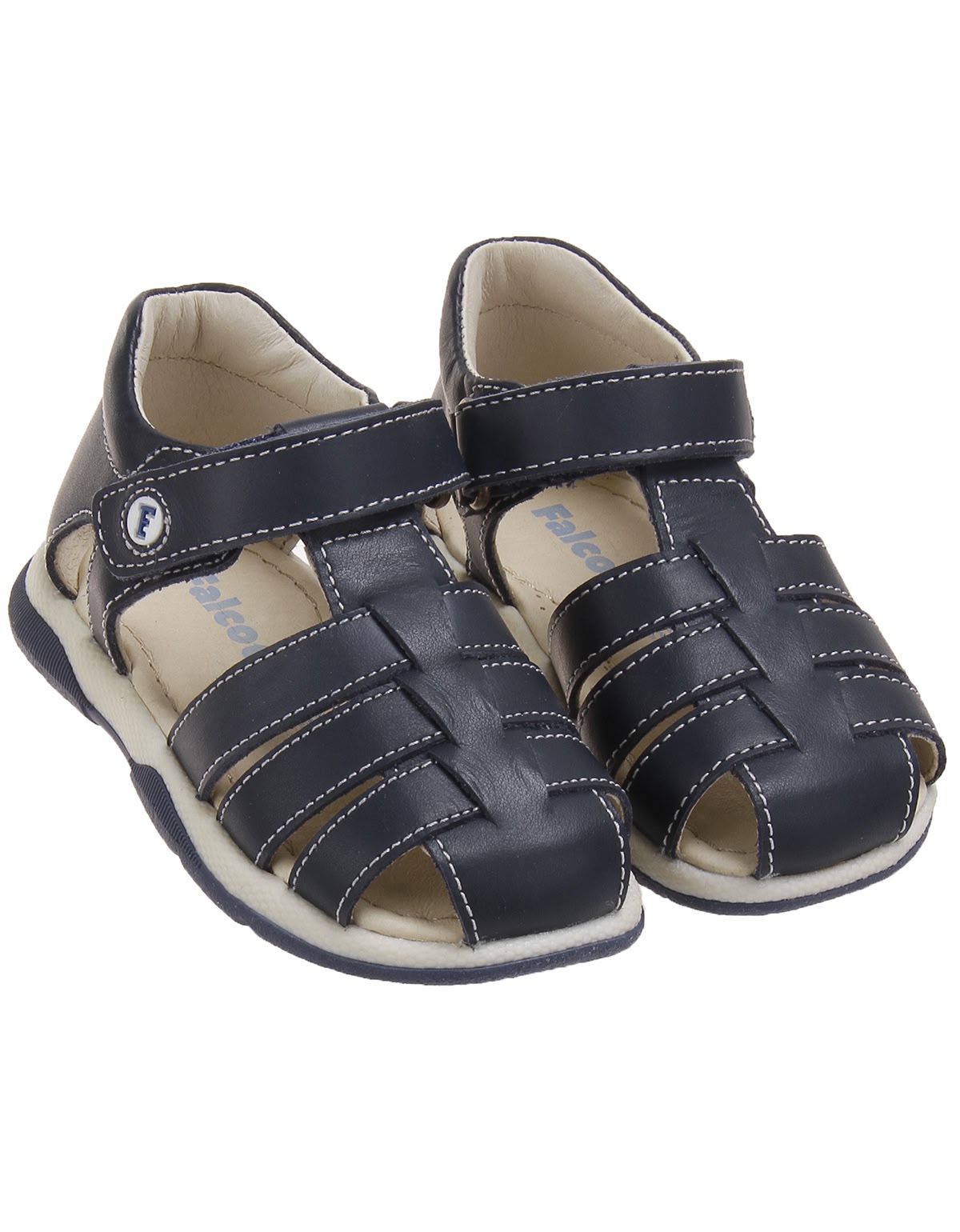 Тёмно-синие сандалии из кожи