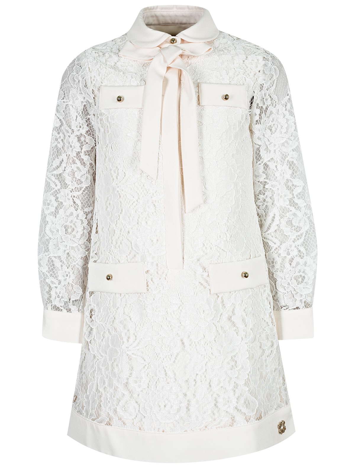 Кремовое кружевное платье