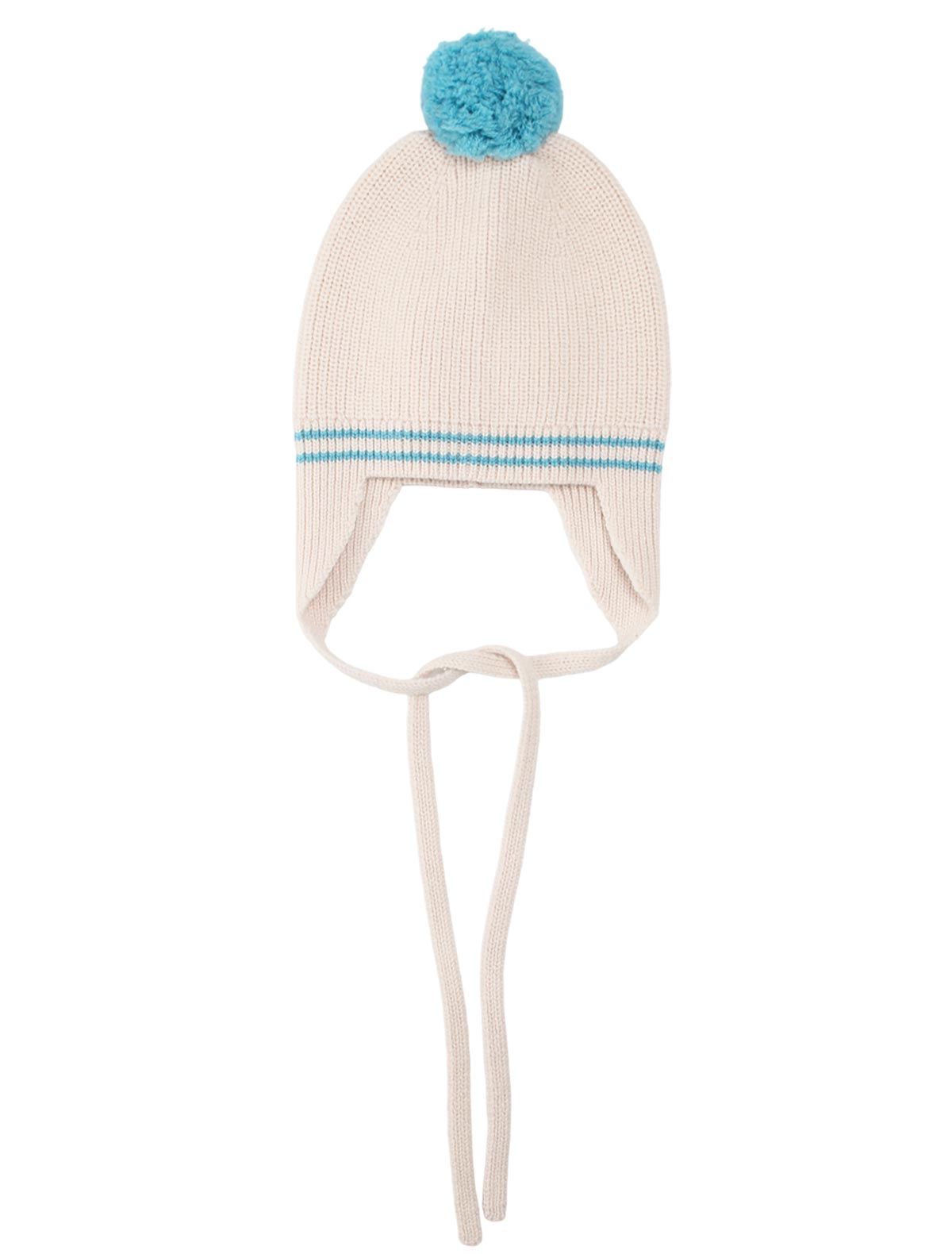 Шерстяная шапка с голубым помпоном