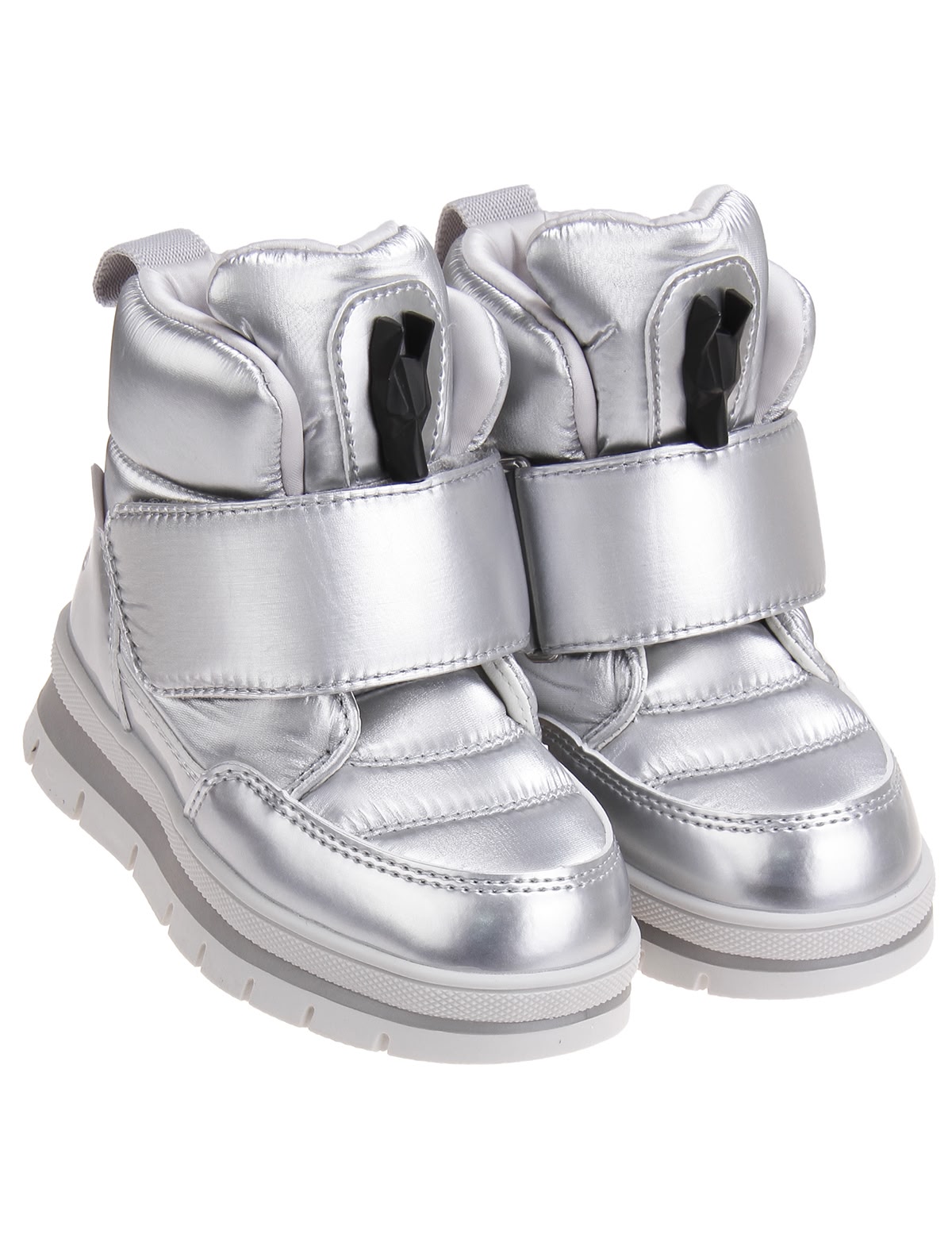 Серебристые ботинки дутики