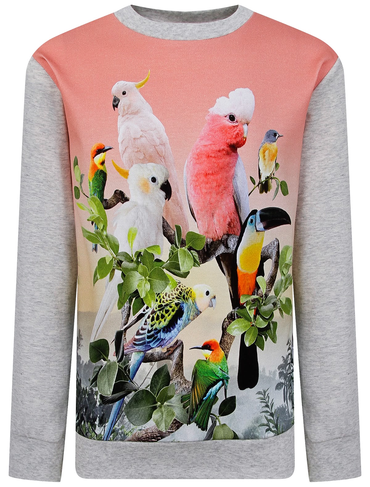 Лонгслив с принтом "попугаи"