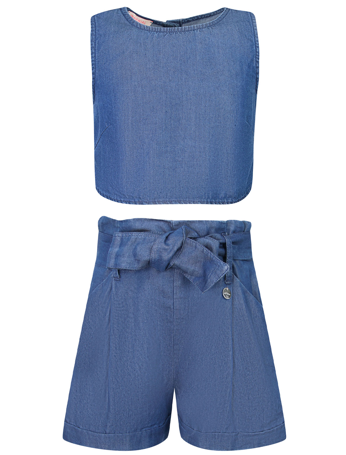 Голубой комплект из топа и шорт