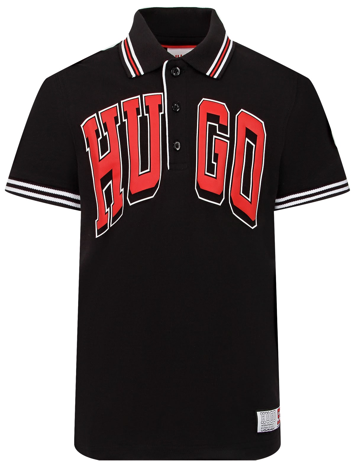 Черное поло с крупным логотипом