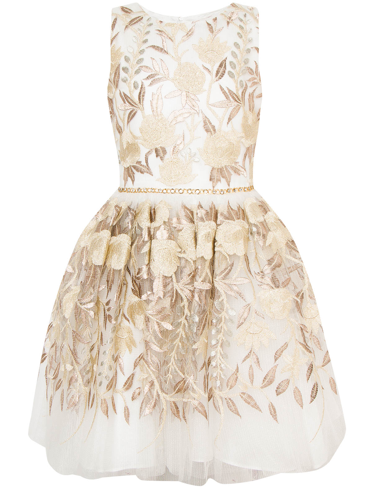 Платье с пышной юбкой и цветочной вышивкой