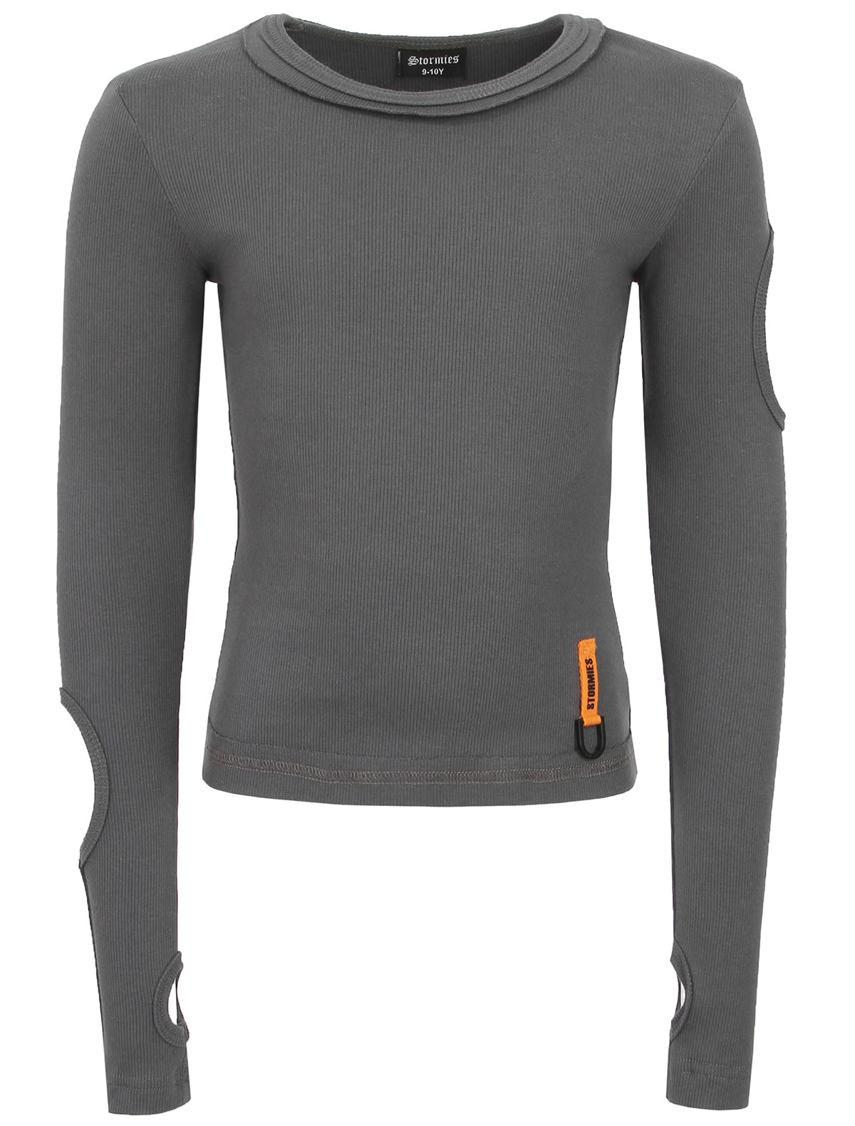 Графитовый лонгслив с разрезами на рукавах