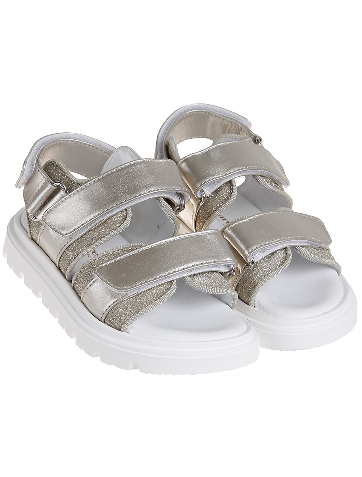 Золотистые босоножки на липучках