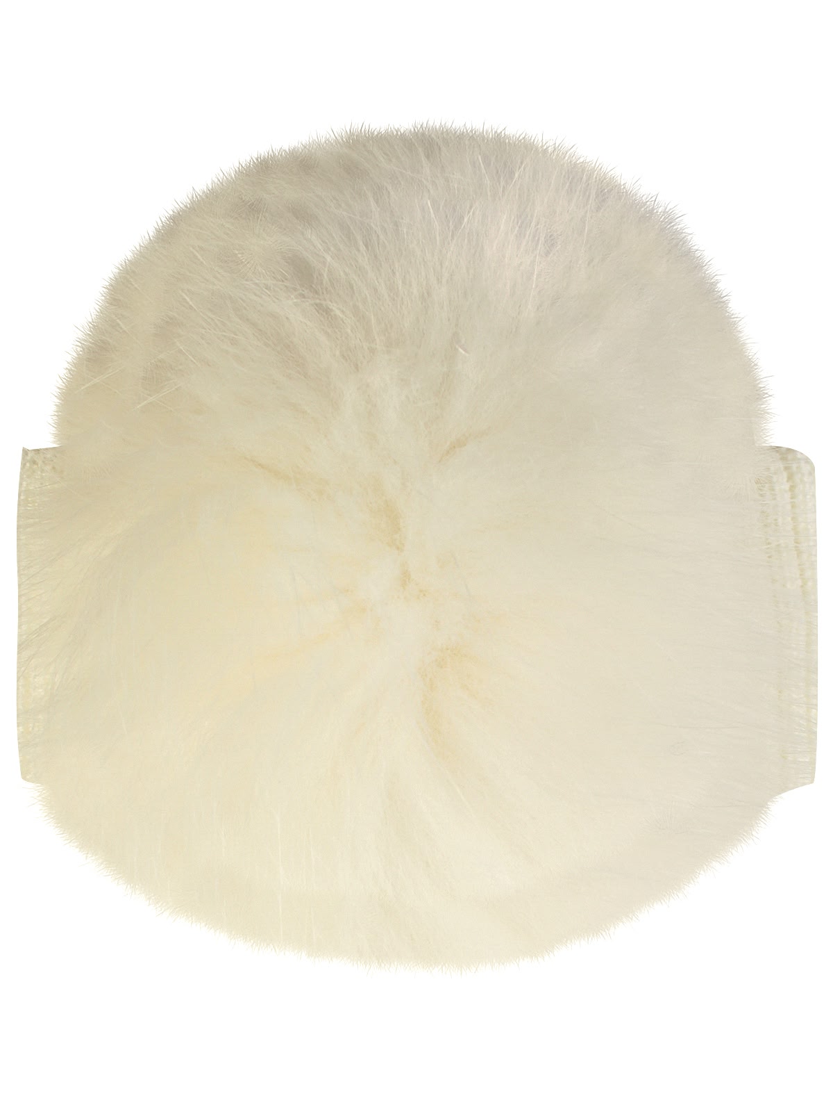 Бежевая повязка с помпоном из натурального меха