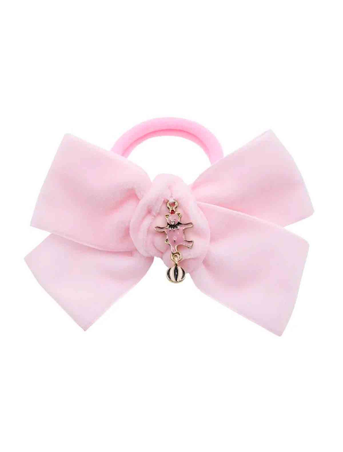 Резинка с розовым бантиком из бархата