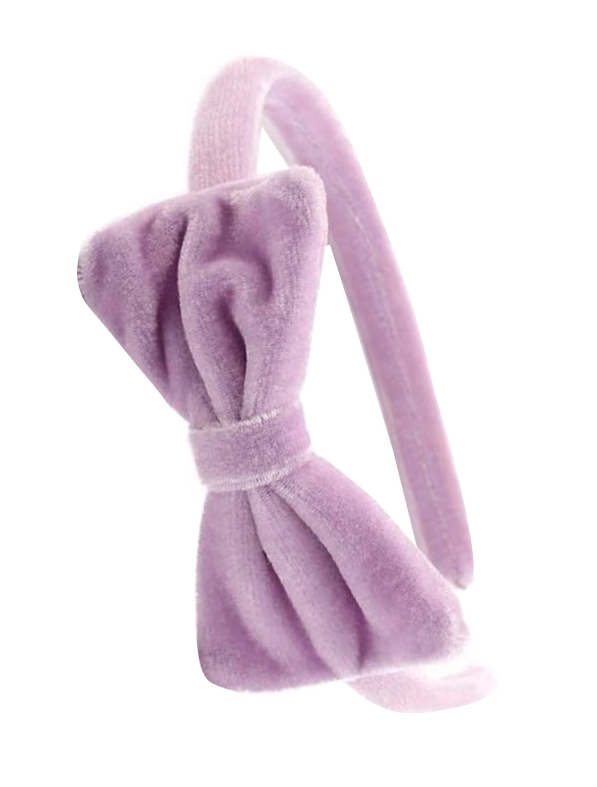 Сиреневый бархатный ободок с бантиком