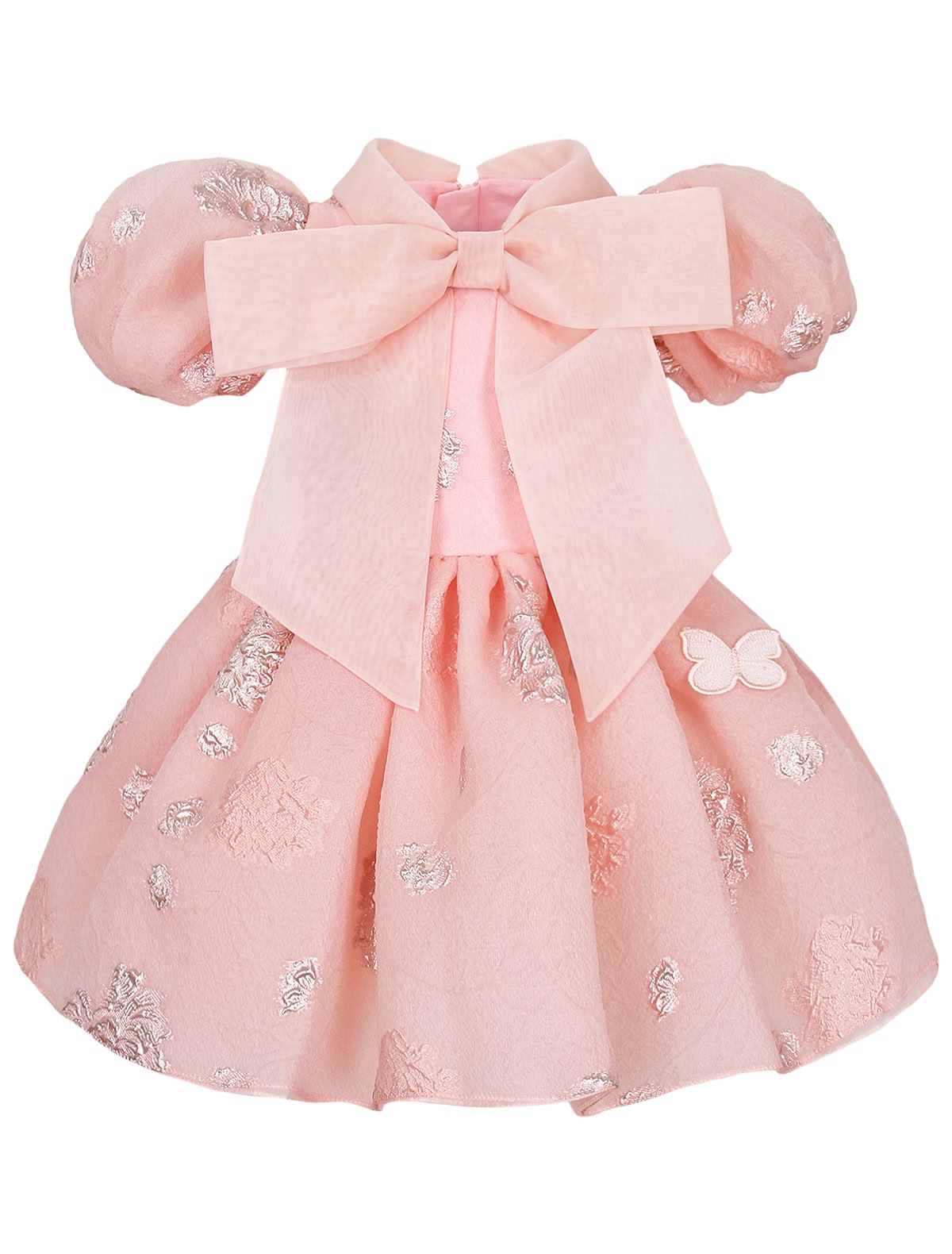 Розовое платье с объемным бантом