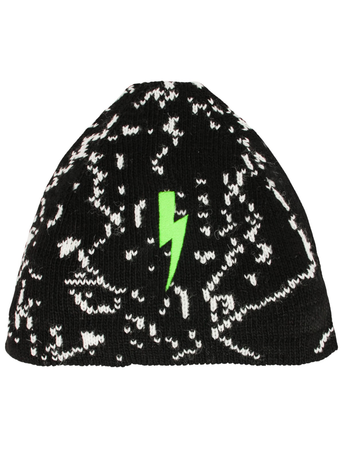 Черная шапка с принтом молния