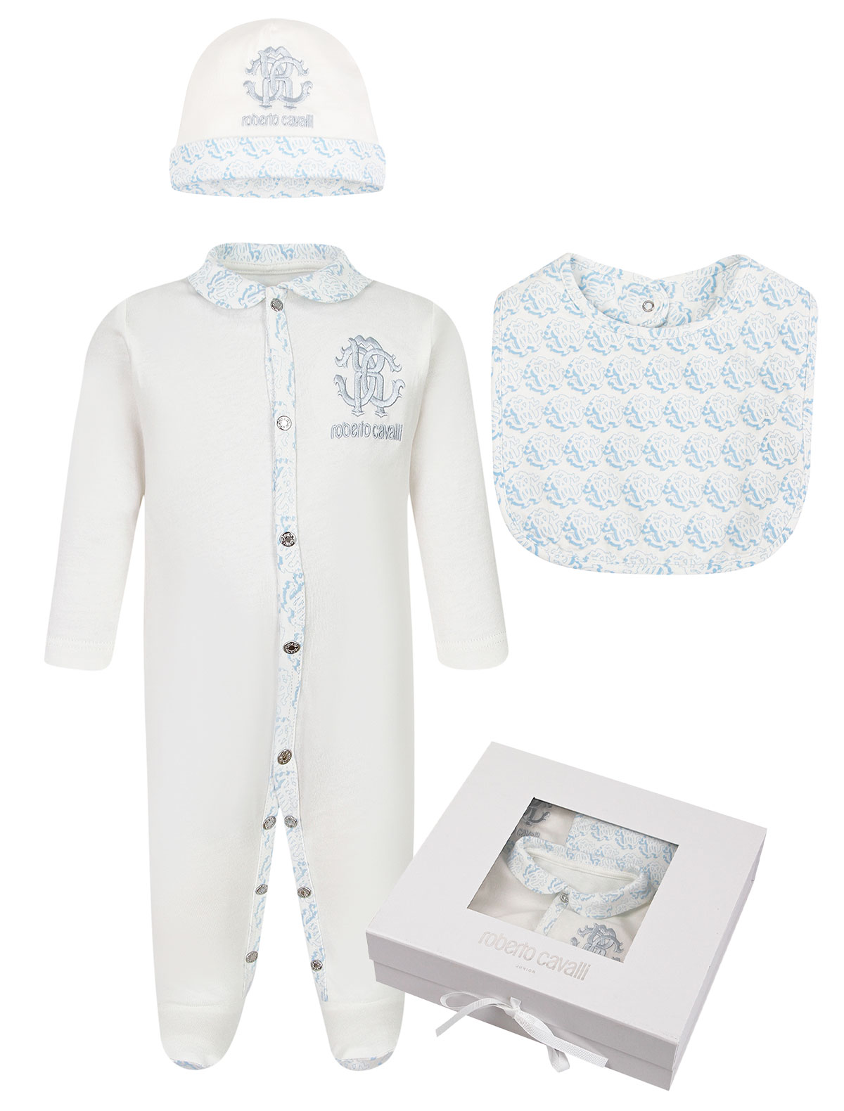 Комплект из комбинезона, слюнявчика и шапочки