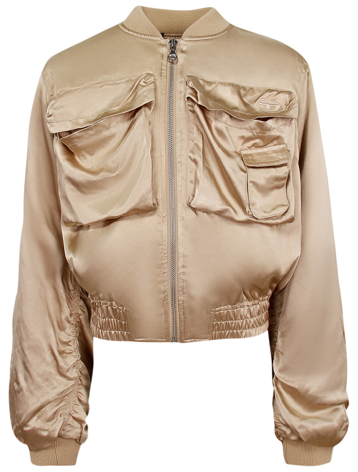 Атласный бежевый бомбер