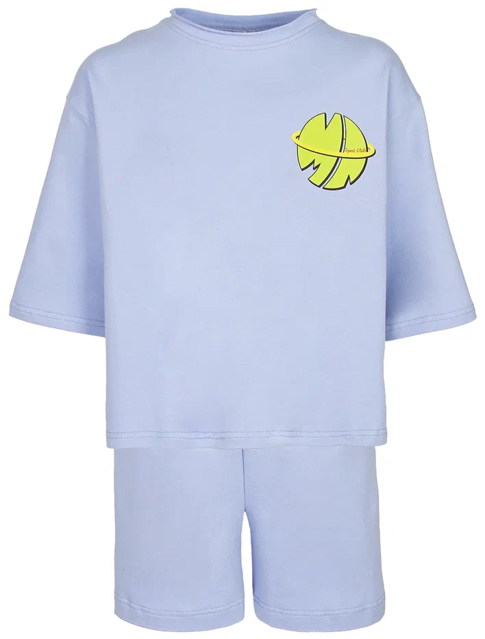 Голубой комплект из футболки и шорт