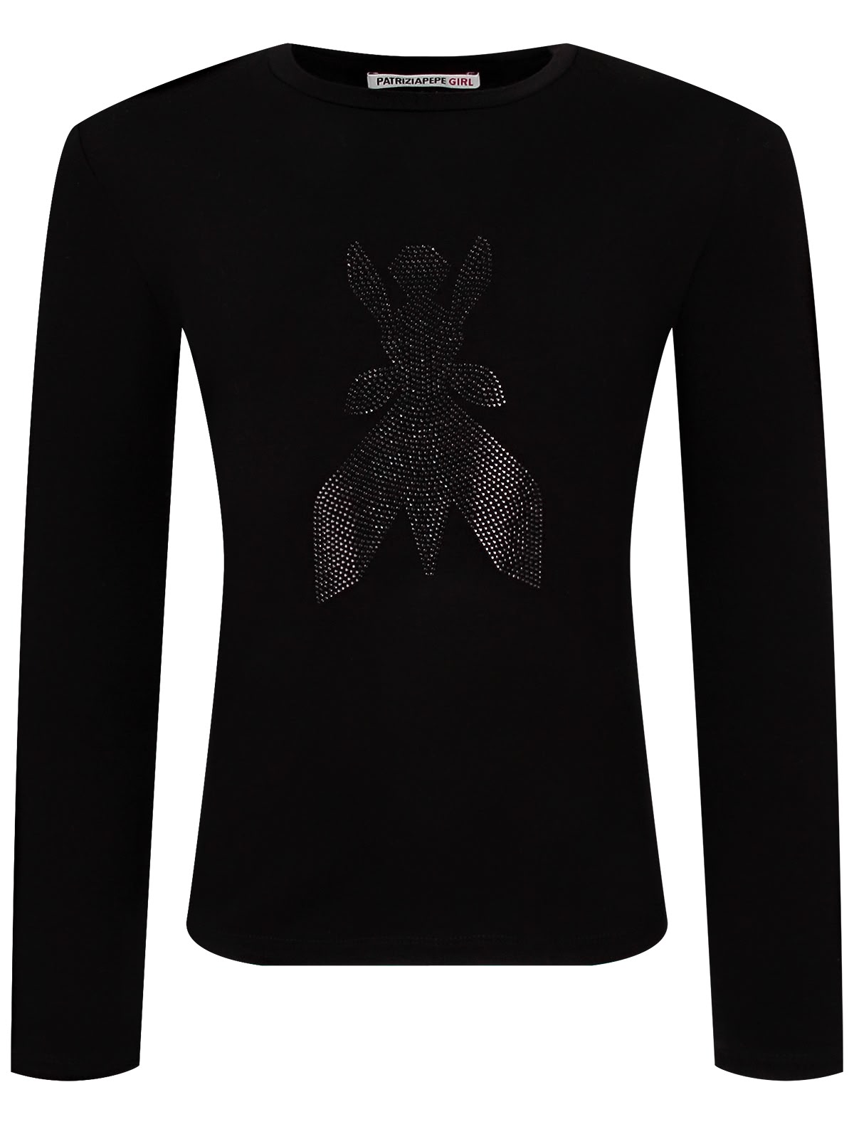 Чёрный лонгслив со стразами