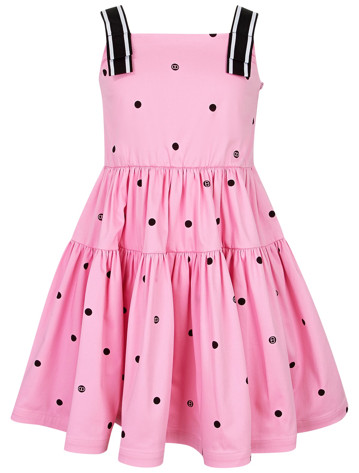 Розовый сарафан в горошек