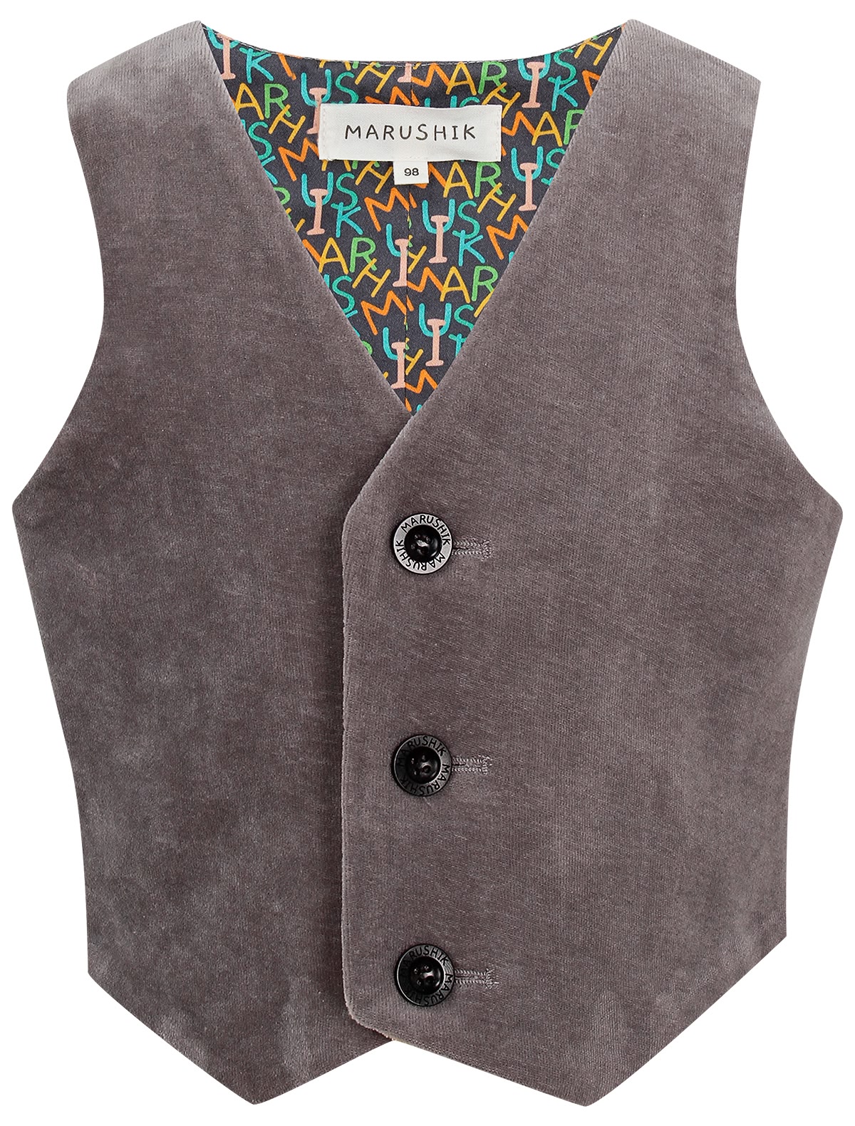 Однобортный серый жилет