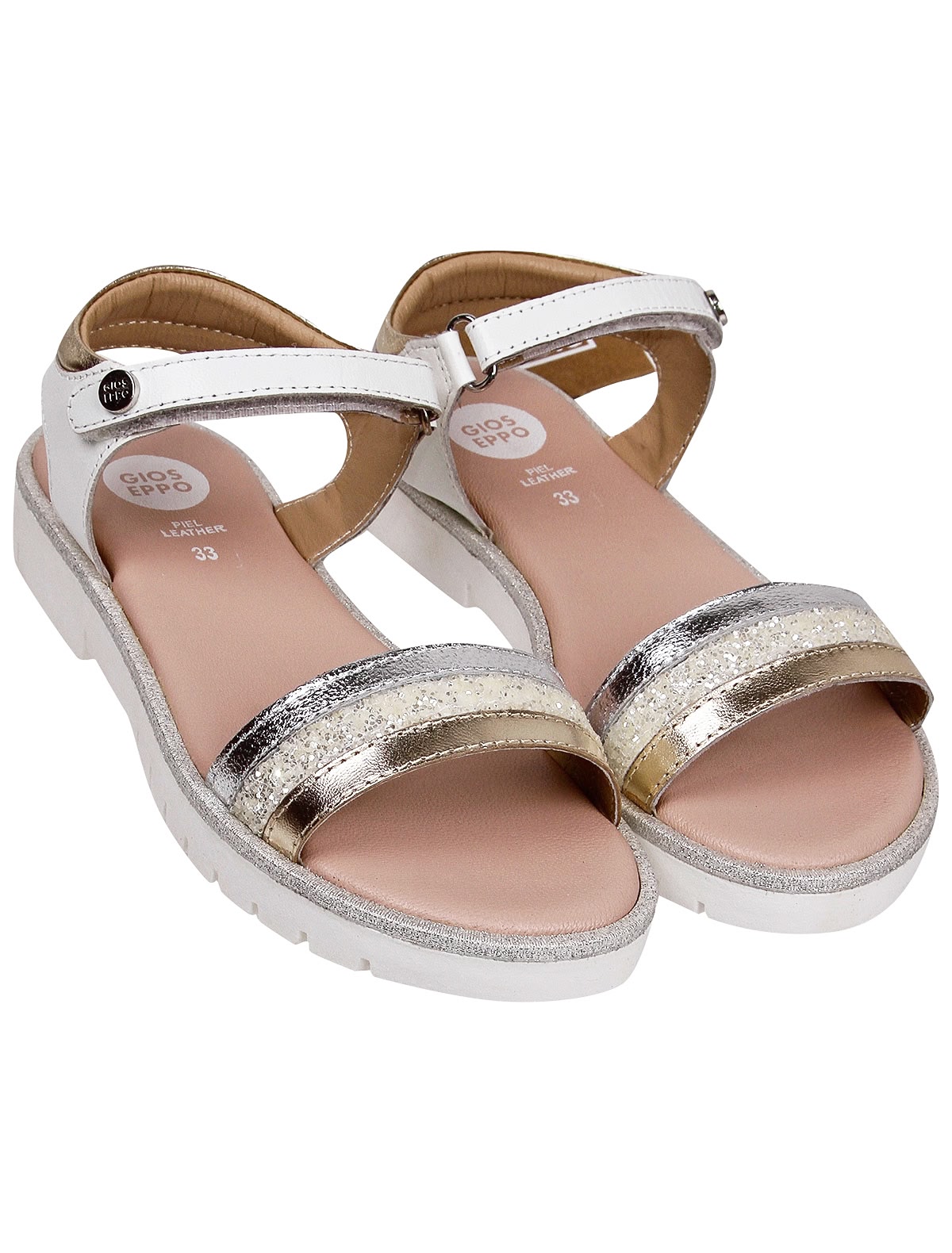 Босоножки из натуральной кожи с глиттером