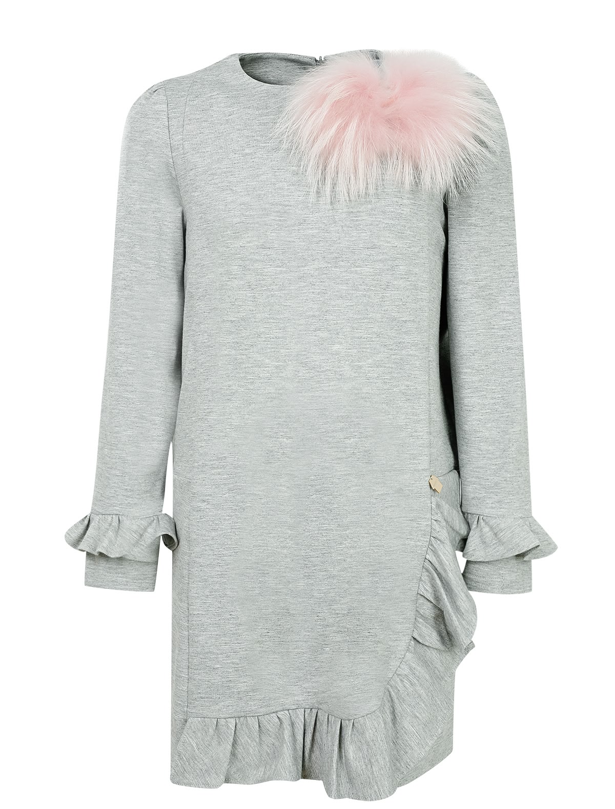 Платье с меховой брошью