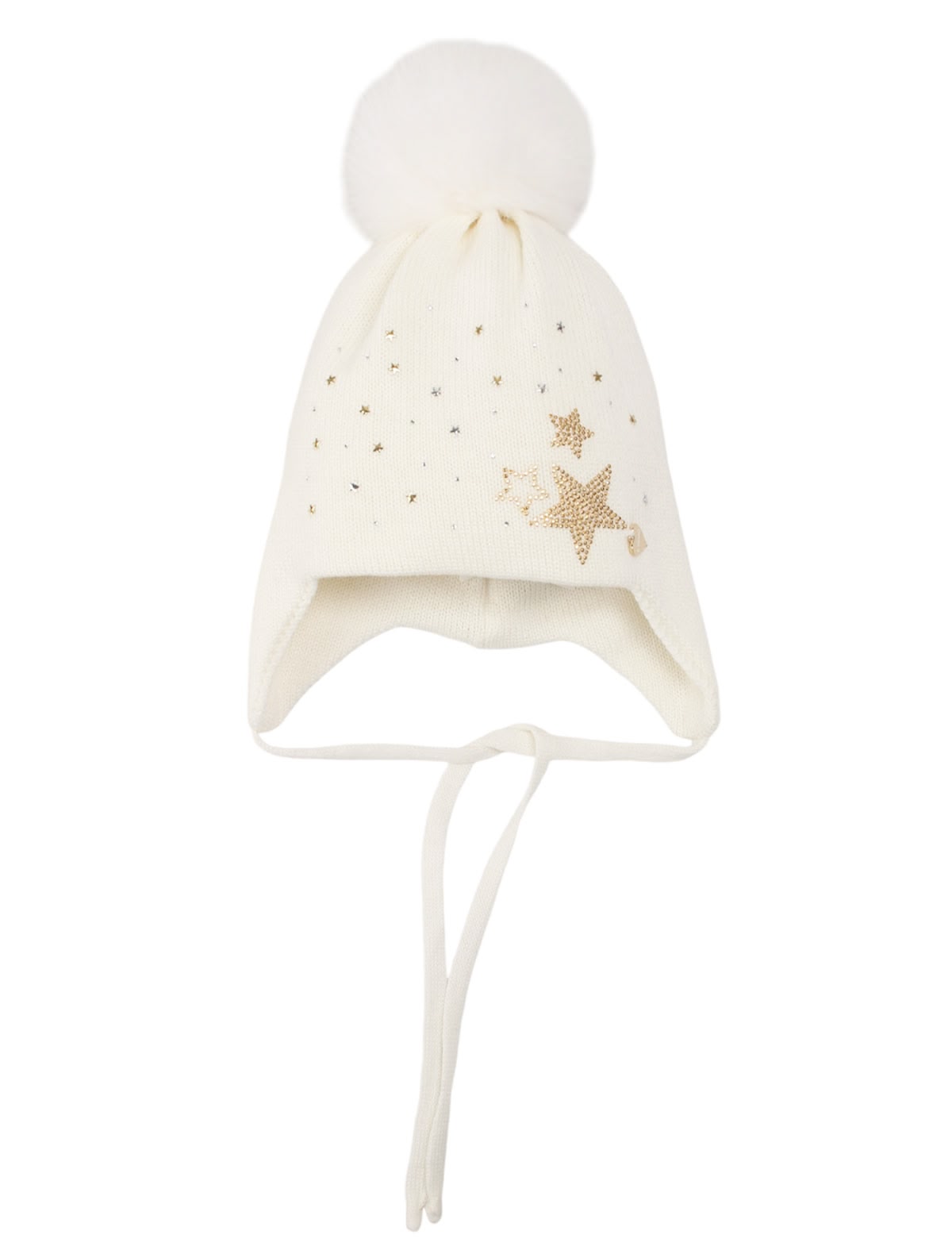 Белая шапка с блестящими звёздами