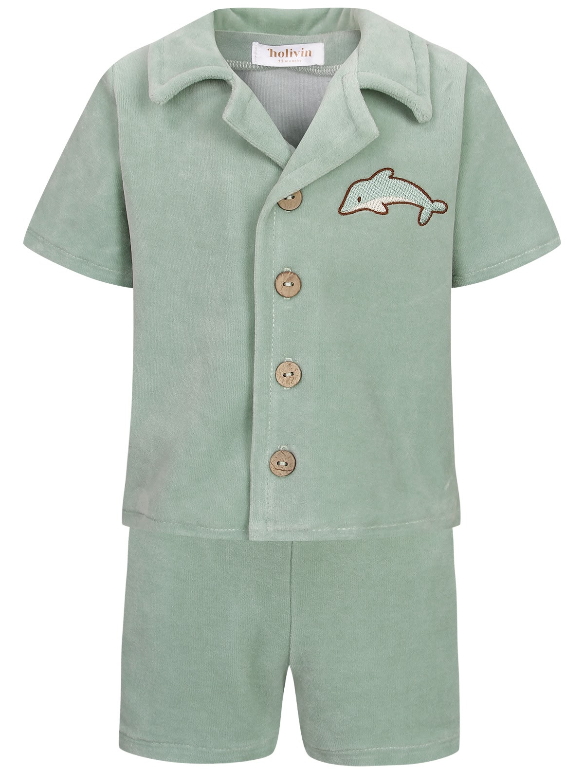 Костюм из велюра с вышивкой дельфин