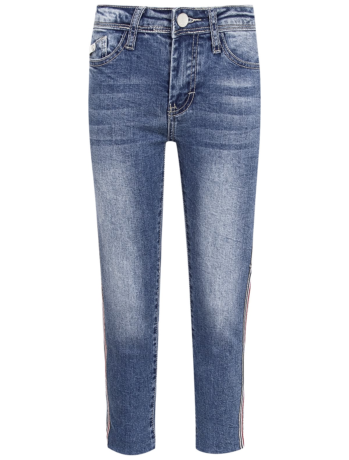 Синие джинсы с лампасами