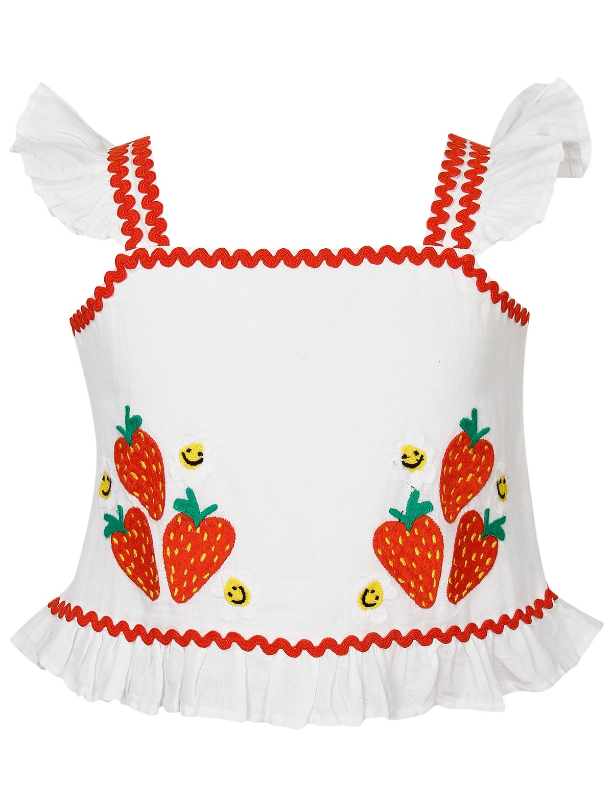 Топ с вышивкой клубнички