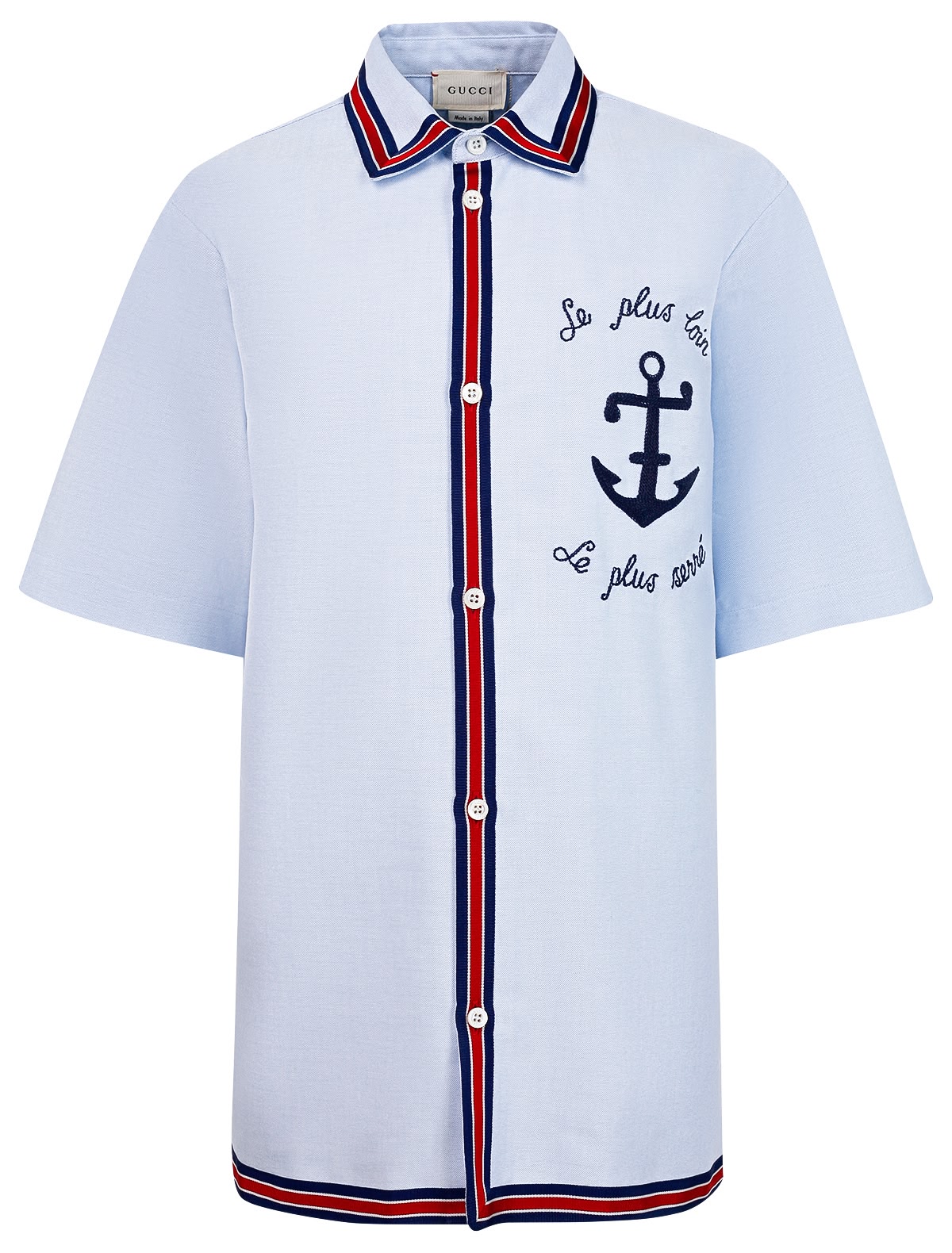 Рубашка с яркой окантовкой и принтом якорь