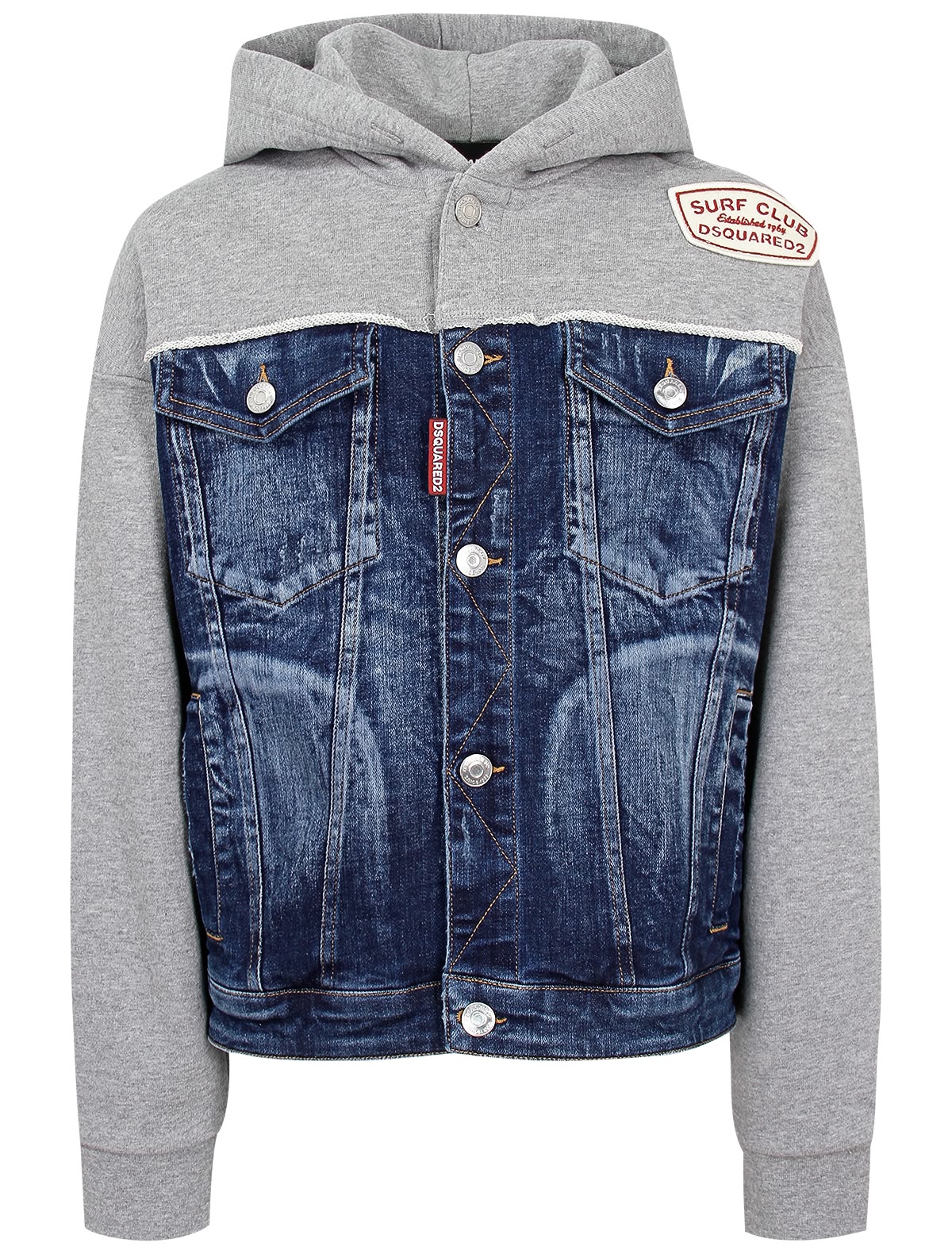 Джинсовая куртка с трикотажной вставкой