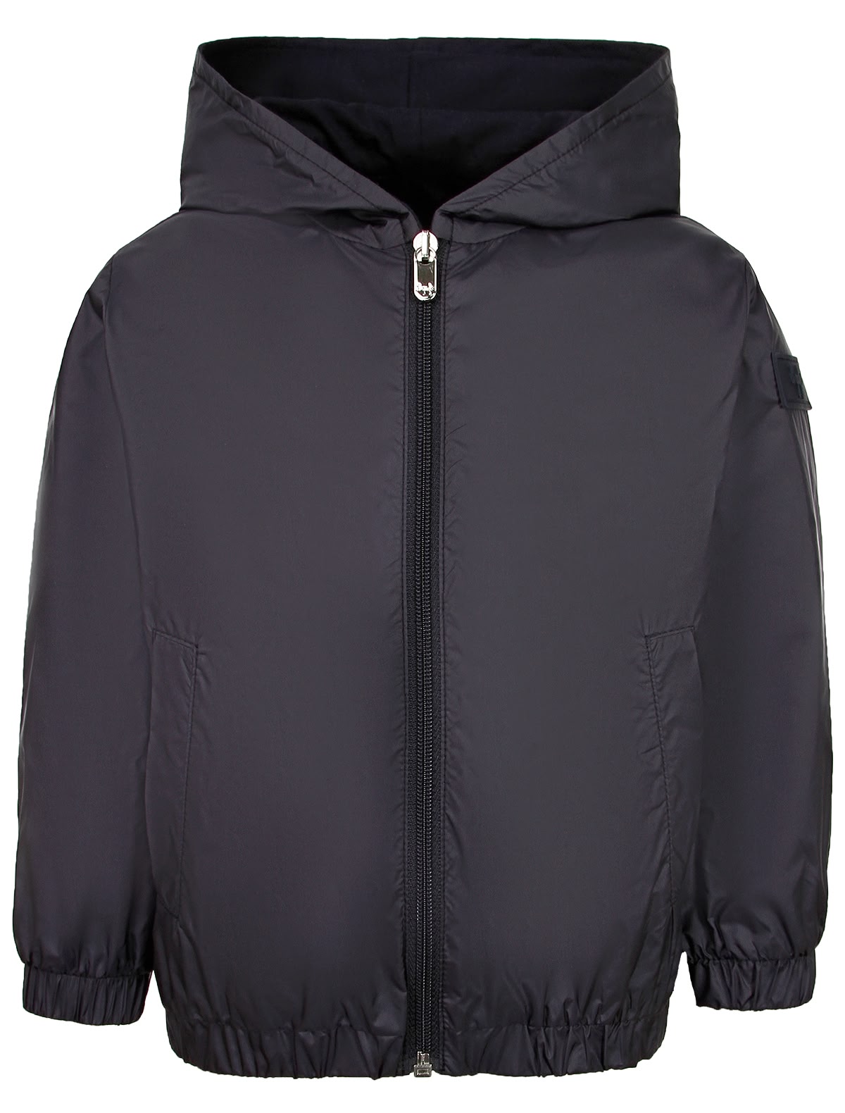 Темно-синяя ветровка с капюшоном