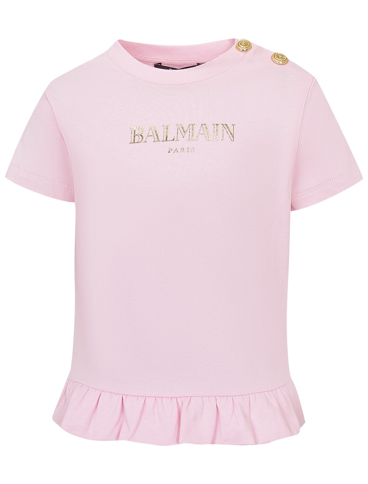 Розовая футболка с оборкой