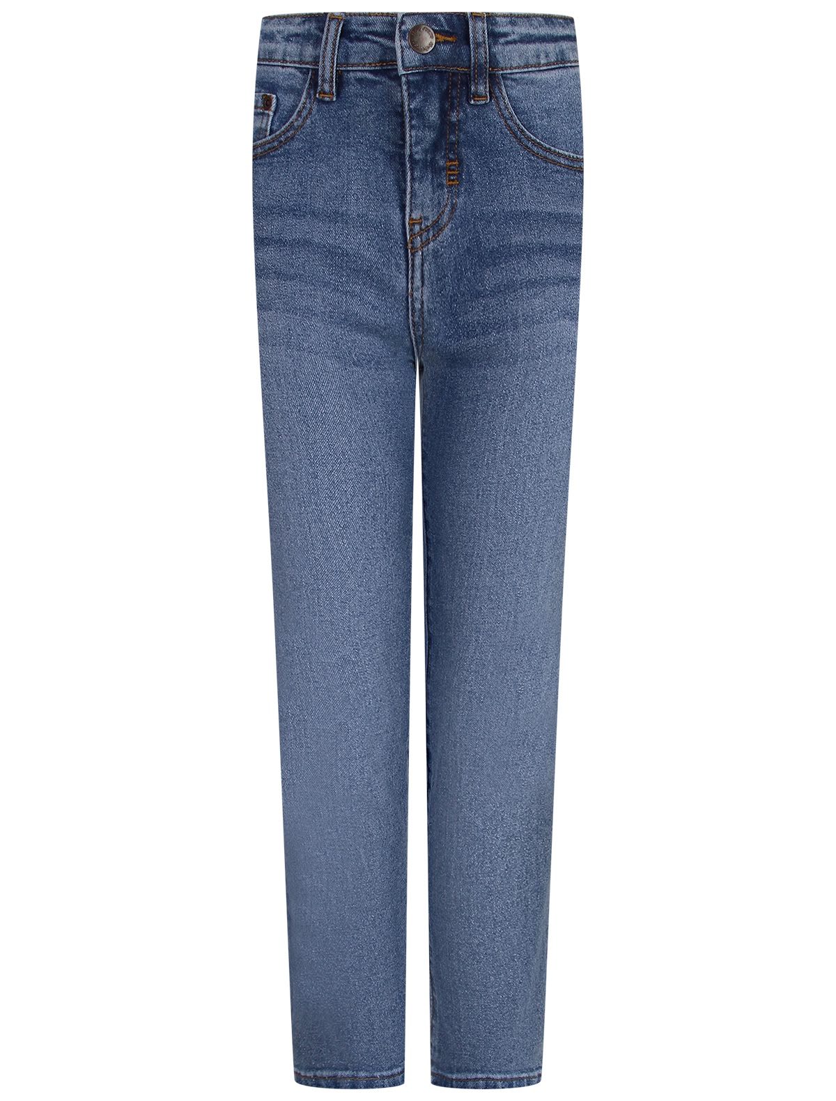 Прямые синие джинсы