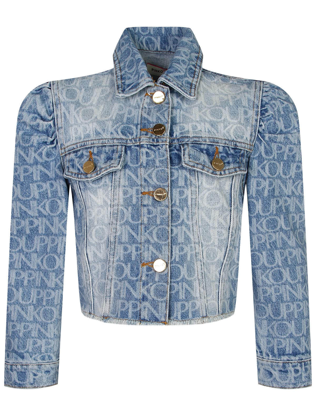 Укороченная джинсовая куртка с принтом