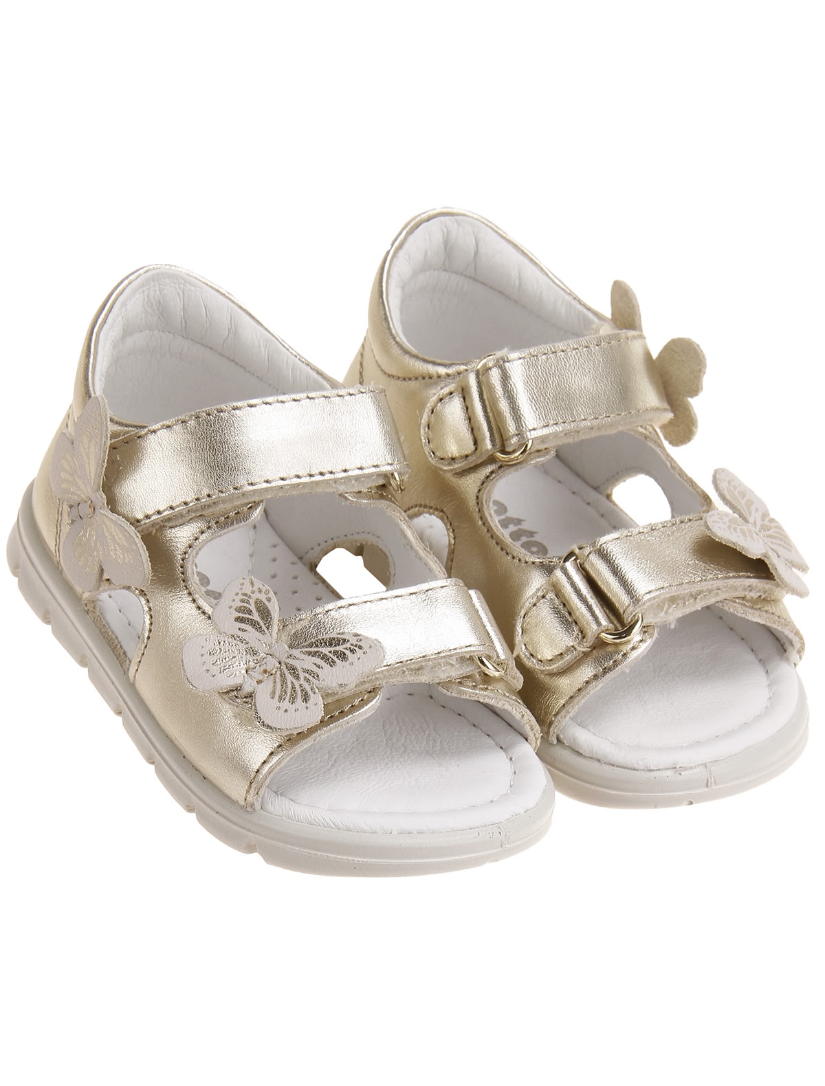 Золотистые босоножки с бабочками