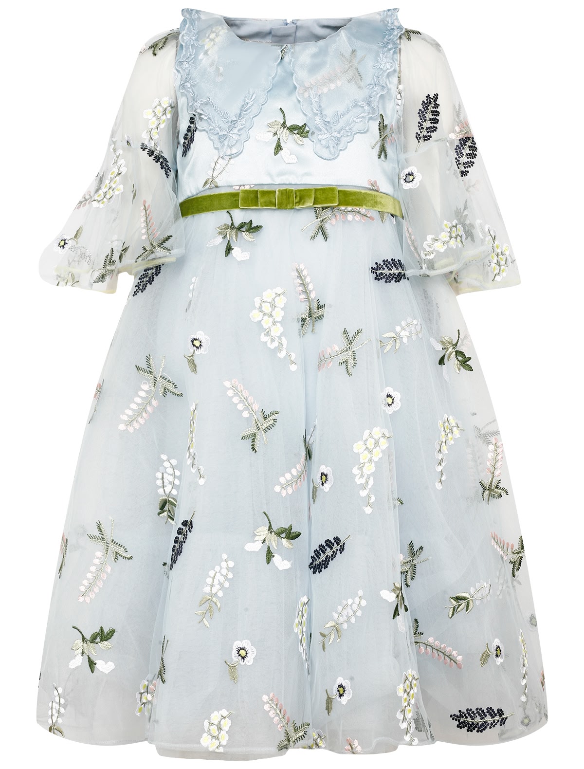 Платье с нежной цветочной вышивкой