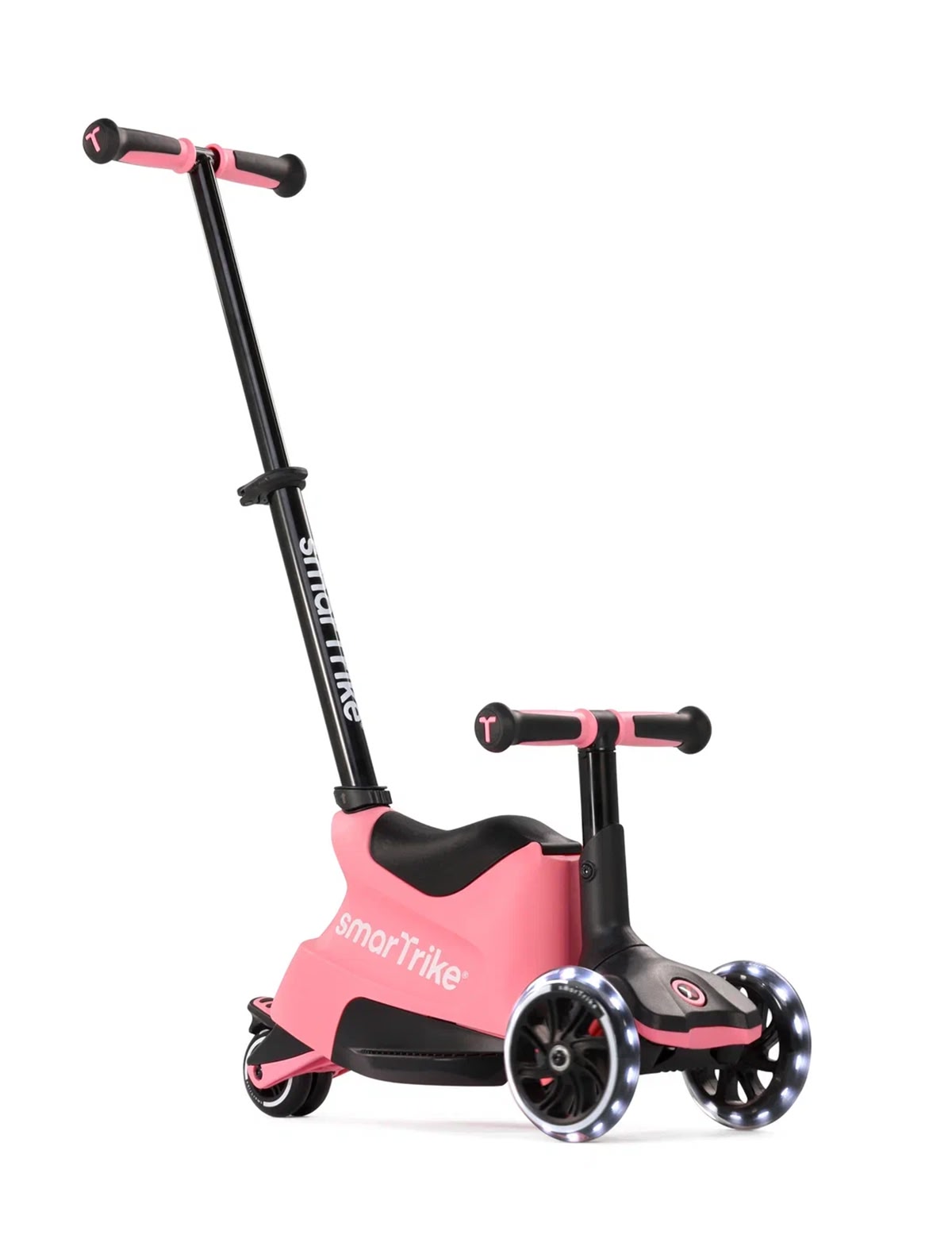 Растущий складной трехколесный самокат-трансформер 3в1 SmarTrike Xtend Scooter ride-on с ручкой, Salmon Pink