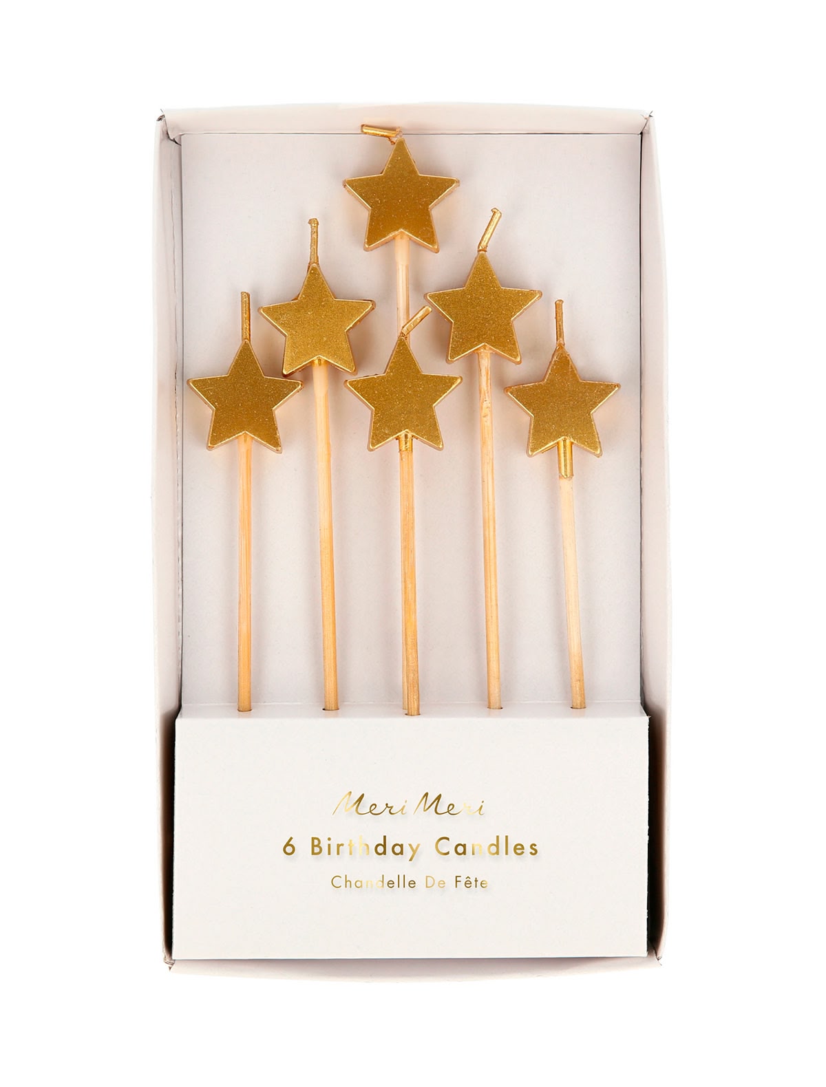 Свечи Золотые звезды 6 шт