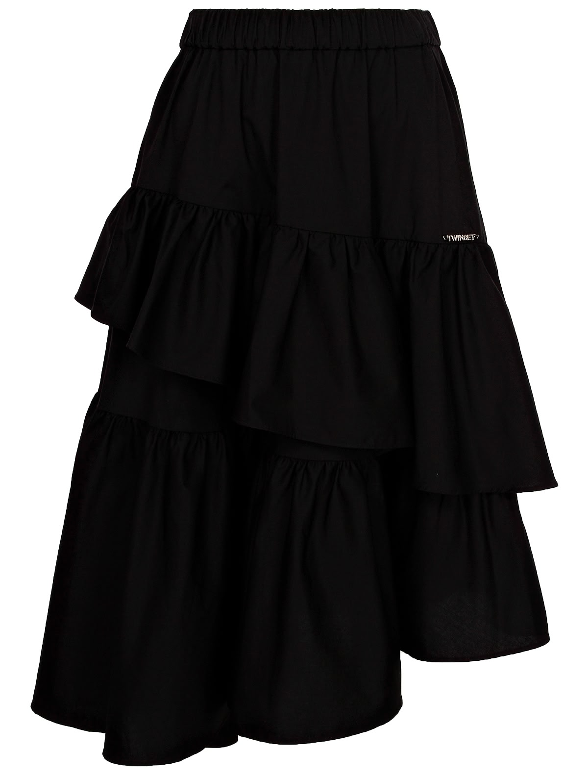 Чёрная ярусная юбка