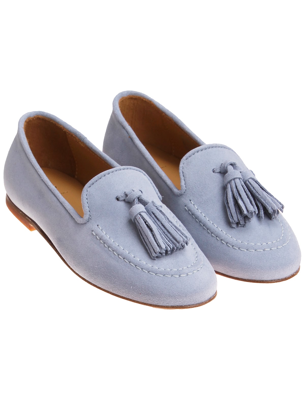 Голубые лоферы с кисточками